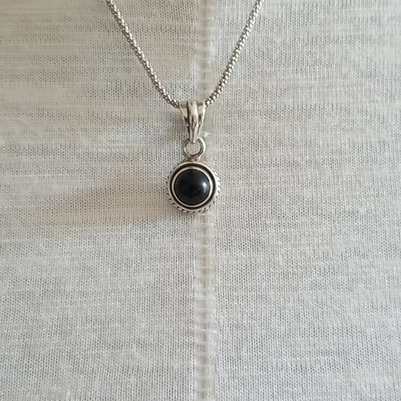 Black Onyx Sterling Silver 925 Necklace - Picture 2 of 2